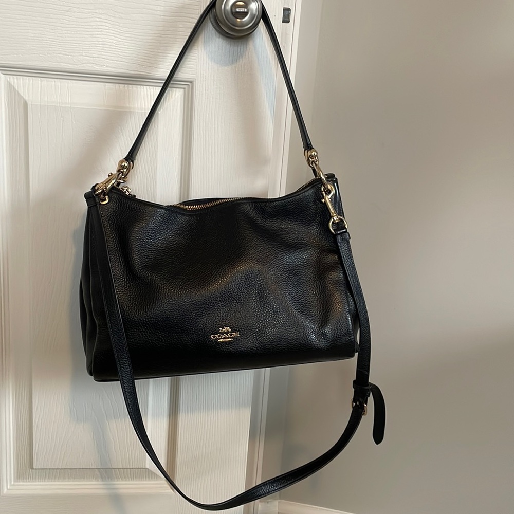 Coach Black Bag with gold zipper and details